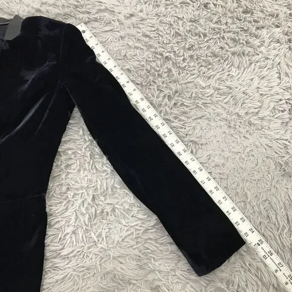 Elie Tahari‎ Womens Tori Black Velvet One-Button Blazer Jacket 2